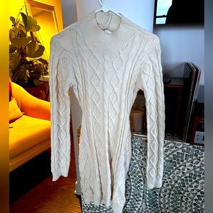 Backless sexy cream sweater dress